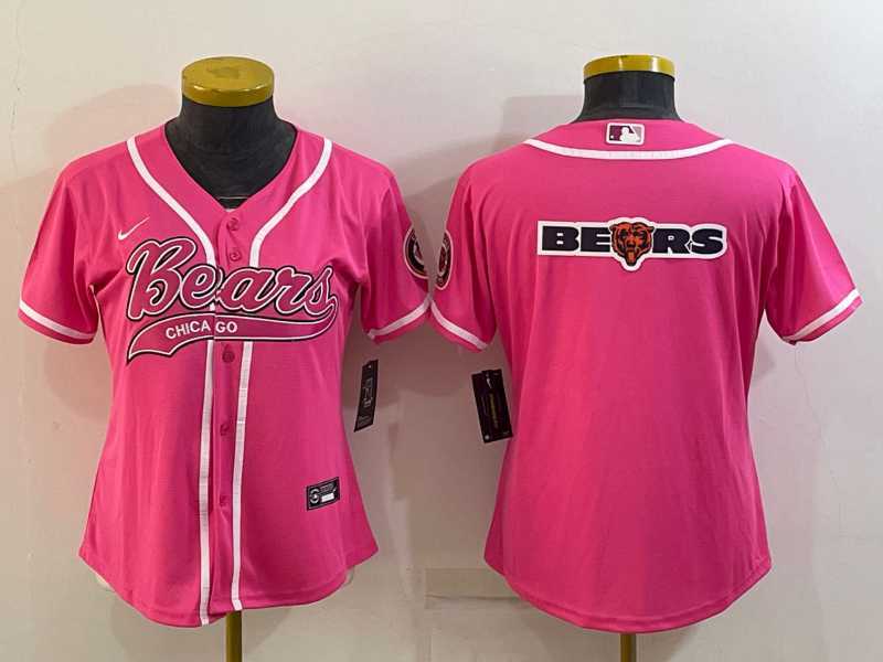Women's Chicago Bears Pink Team Big Logo With Patch Cool Base Stitched Baseball Jersey,We sell and wholesale Women's Chicago Bears Pink Team Big Logo With Patch Cool Base Stitched Baseball Jersey on line form chian!